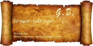 Gregor Dénes névjegykártya