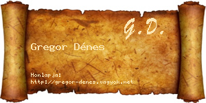Gregor Dénes névjegykártya